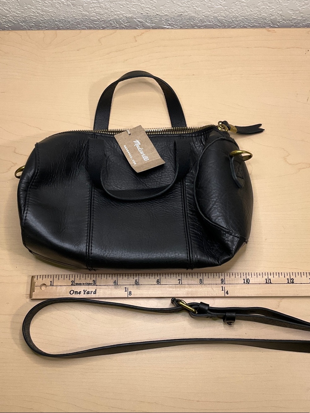 Madewell Black Leather Crossbody Bag with Top Handle